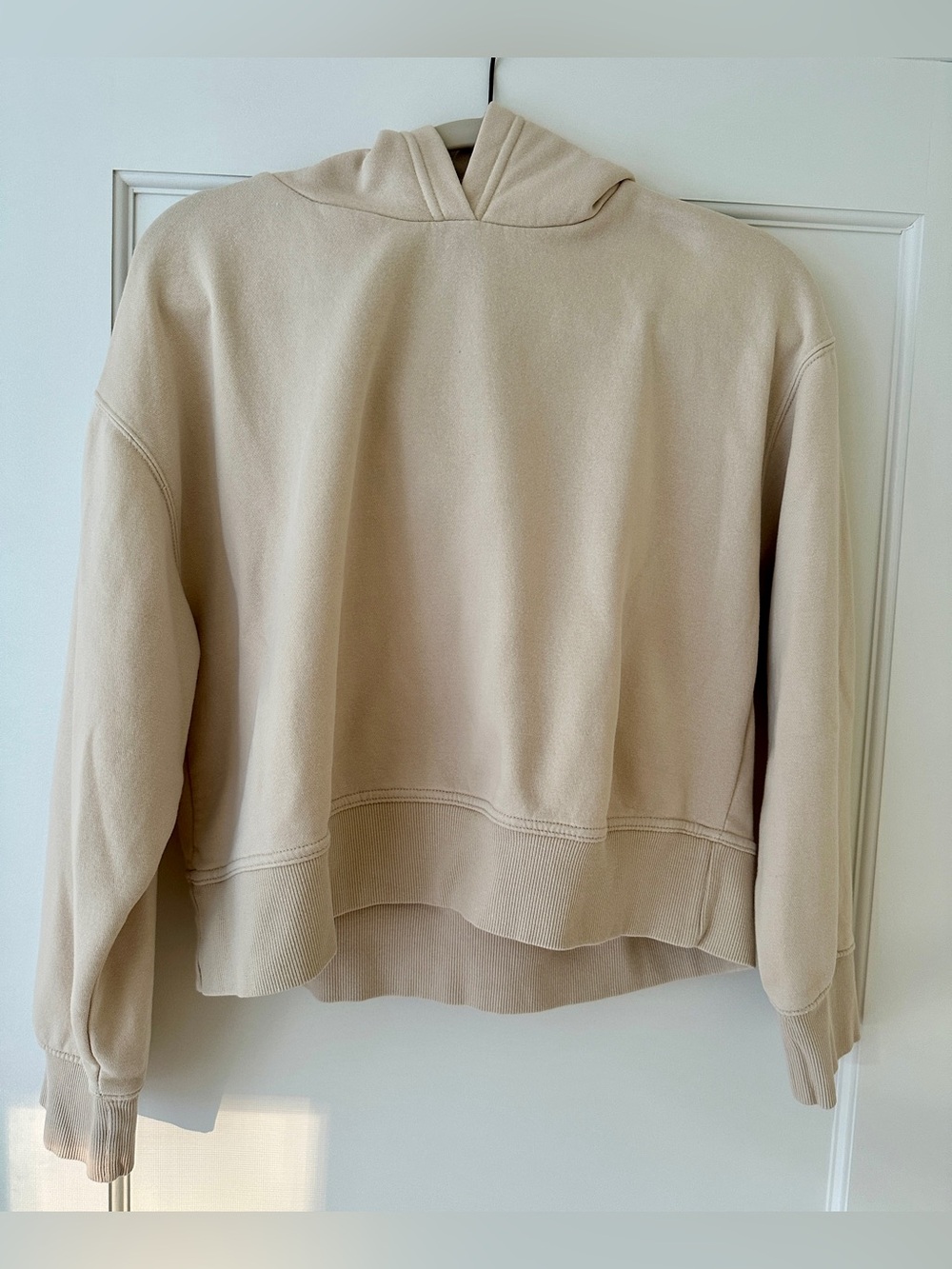 Zara Beige Tan Cropped hooded pullover Hoodie Medium